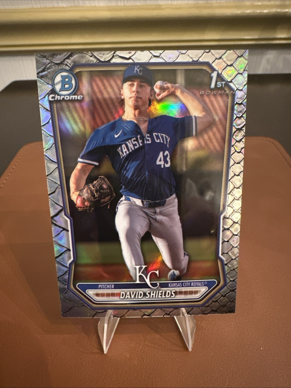 2026 Bowman Chrome - David Shields #BCP-11 Reptilian Refractor - Royals