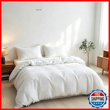 Simple Opulence French Linen Blended Duvet Cover Queen, Flax Viscose Derived