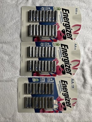 3 Pack Energizer Ultimate Lithium 18 AA Single Use Batteries. 54 Batteries Total