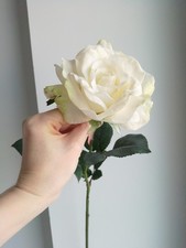 Rosa bianca grande rivestita in lattice Real Touch, lunghezza 77 cm, rosa larghezza 14 cm