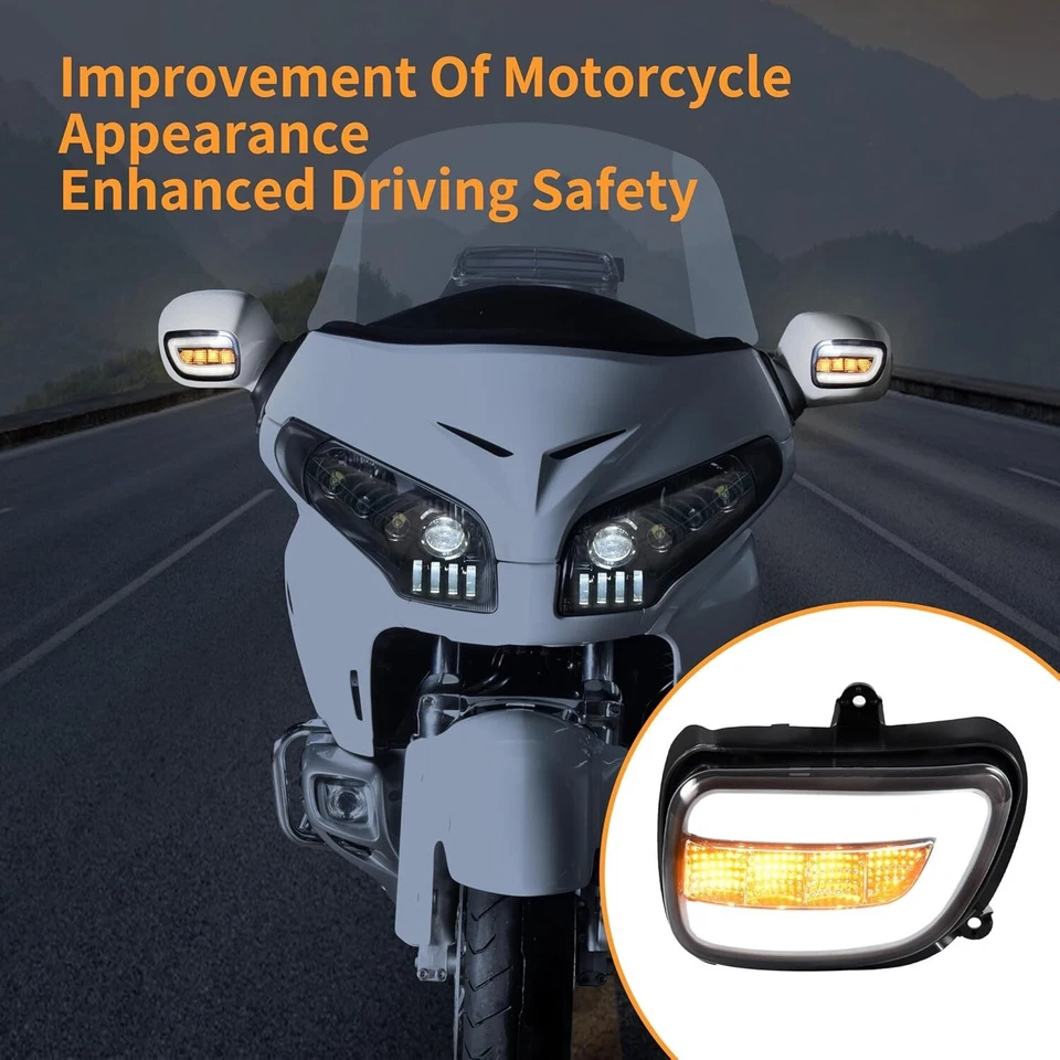 For Honda Goldwing 1800 GL1800 2001-2017 2PCS Front LED Turn Signals Light DRL - Image 3 of 4