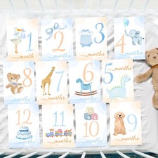 Boy Baby Monthly Milestone Cards Gift New Mom Shower Photo Picture Prop Art