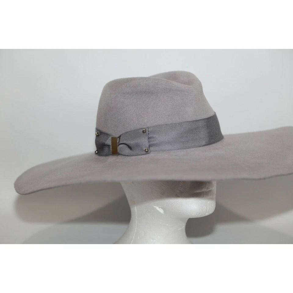 Eugenia Kim Gray Fedora Hat L Wide Brim Rabbit Hair Felt Women’s Designer Chic - Image 3 of 4