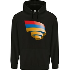 Curled Armenia Flag Armenian Day Football Mens 80% Cotton Hoodie