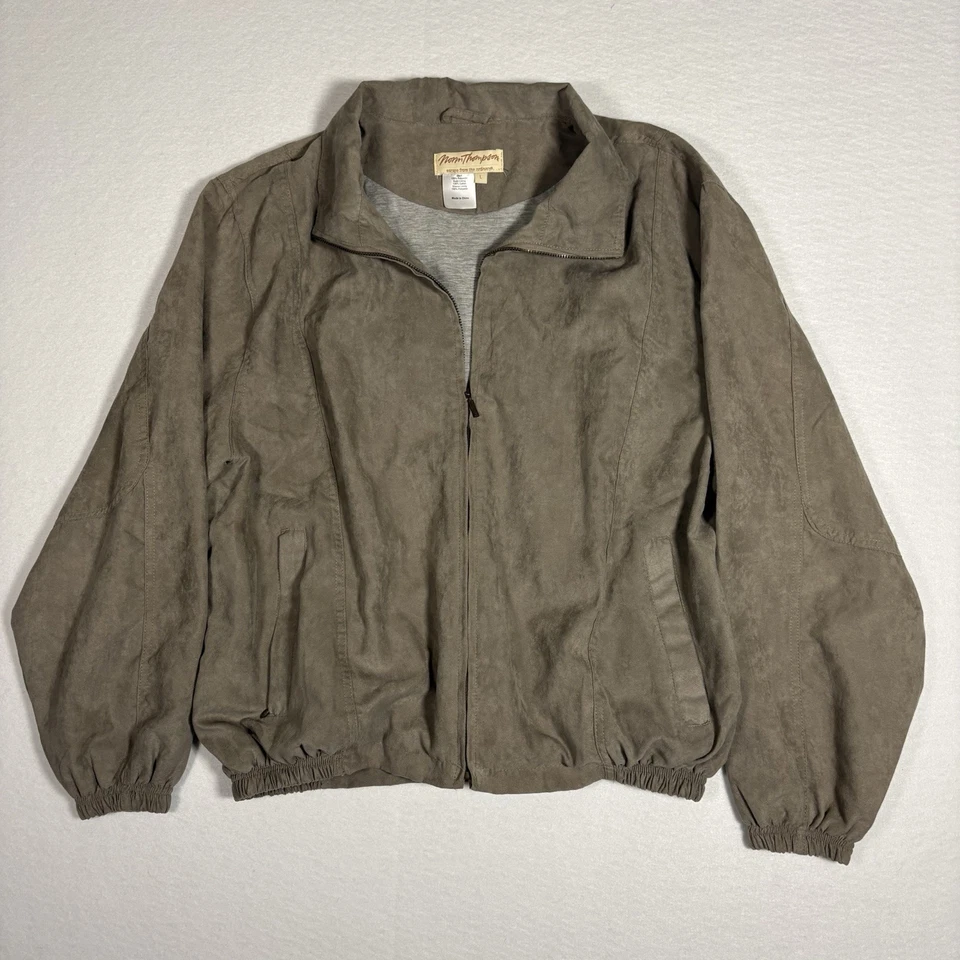 Norm Thompson Men’s Brown Suede Bomber Jacket, elastic/cuff waist, Size L #J0032 - Image 2 of 4