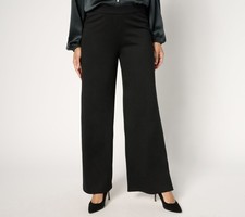 Dennis Basso Regular Drapey Ponte Wide Leg Pant Black S New