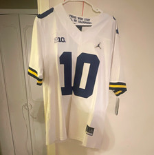 Jordan Michigan Wolverines Football Jersey 10 White Blue Yellow