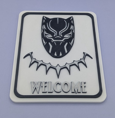Black Panther ''Welcome'' Schild - 3D gedrucktes Logo - zur Wandmontage