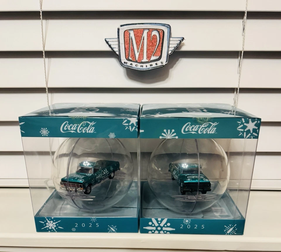 New M2 Machines Coca-Cola Christmas Ornament 1969 Ford F-100 Ranger & Chase - Image 2 of 4