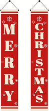 Christmas Door Banner 71 X 12 Inch Red Vertical Hanging Porch Decoration Xmas Fr
