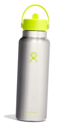 Water Bottle - Insulated Stainless Steel - Wide Stainless Steel Lime 40 Oz