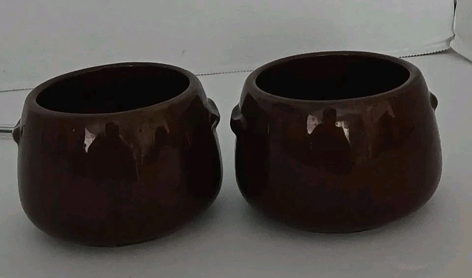 Juego De Colección De 2 Ollas De Frijoles/Cuencos De Cerámica Marrón Individuales West Bend Foto 2 de 3