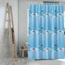 TIKABC Shower Curtain Liner, 4G PEVA Blue Dolphin Shower Liner, Plastic Water...