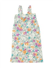 VINTAGE Womens Sleeveless Sheath Dress UK 8 Small Grey Floral BF27