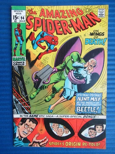 AMAZING SPIDER-MAN # 94 - (FN+) -SPIDEY'S ORIGIN RE-TOLD-BEETLE-AUNT MAY-JJONAH
