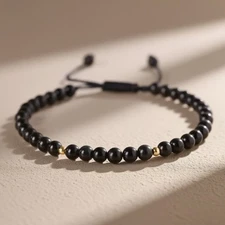 Natural Obsidian Bracelet 4mm Black Crystal Healing Protection Unisex Bracelet