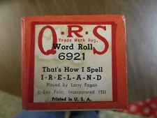 QRS Piano Roll THAT'S HOW I SPELL IRELAND #6921