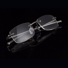 Rimless Reading Glasses Gun Alloy Frames Anti Blue Ray Eyeglasses 100/ 300