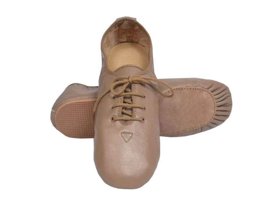 JAZZ DANCE SHOES TAN/BLK unisex Leather split suede sole pumps irish hard jig 01 - Image 2 of 4