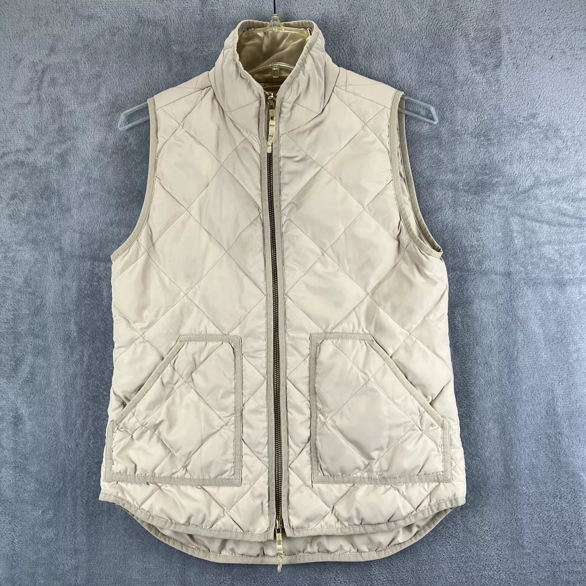 J Crew Puffer Vest Womens Extra Small Beige Down Filled Quilted