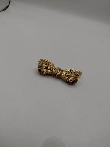 VTG BROOCH/PIN Gold Tone Lacy Bow Ribbon - Picture 6 of 8