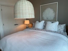 King Size Duvet Cover Set Cotton Honeycomb White Pottery Barn with 2 Euro Sham