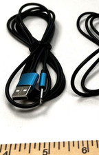 6ft 3.5mm audio to male USB with teal blue accent