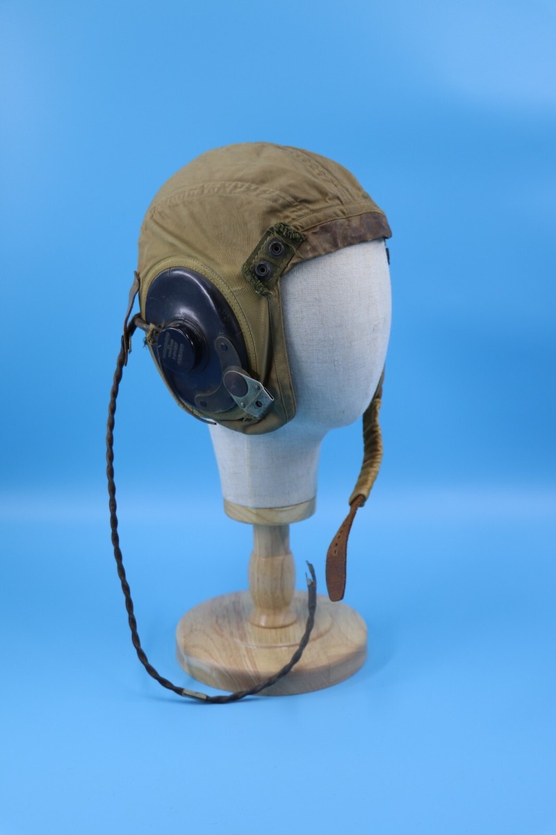 vintage USN フライングヘルメット　グランドクルー WWII WW2 US NAVY PILOTS Canvas Summer Flight HELMET Receiver