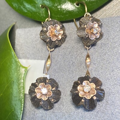Vintage Diamond Earrings Estate Fine Jewelry Pre-Owned Antique Victorian  Bog Oak