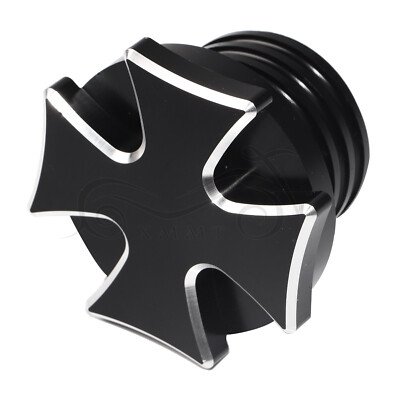 Black CNC Cross Tank Gas Cap For Harley Dyna FLD FXDC FXDF