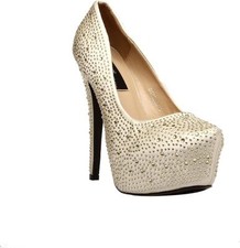 The Highest Heel Women's Giselle-11 Rhinestone Studded Satin Shoes Size 11