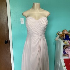 Bill Levkoff Bridesmaid Dress Prom Strapless Full Length Petal Pale Pink Size 12