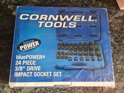 Cornwell Tools Blue Power 24 Piece 3/8'' Drive Impact Socket Set w/ Case