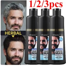 Mokeru Men 2in1 Beard &Mustache Natural Hair Color Shampoo Immediately Black Dye
