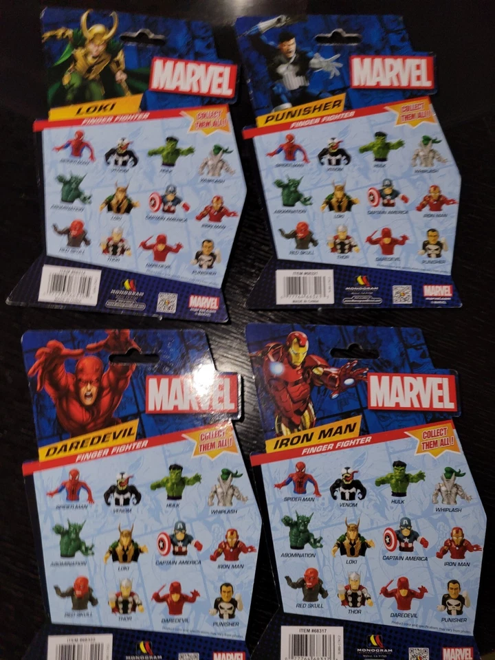 LOTE 4 figuras Marvel FINGER FIGHTER THUMB WAR Daredevil Loki Iron Man Punisher Foto 4 de 4