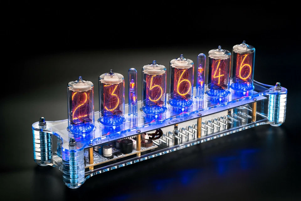 Nixie Tube Clock on Z5660M in Big Acrylic Case with Columns Slot Machine 12/24H - Image 2 of 4