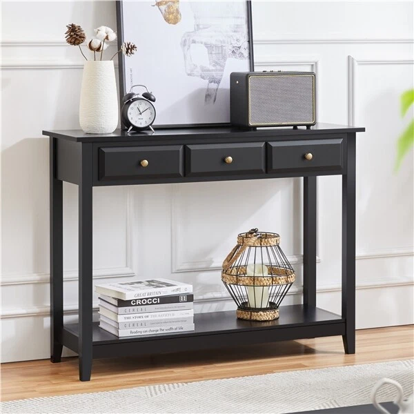 Console Table Sofa Table w Storage Shelf 3 Drawers for Entryway