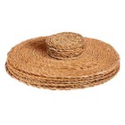 Round Straw Placemats & Coasters Dinner Water Hyacinth Weave - Typha - x12
