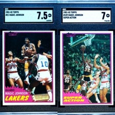 1981-82 Topps - Magic Johnson #21 + #109 Super Action - 2 Card Lot