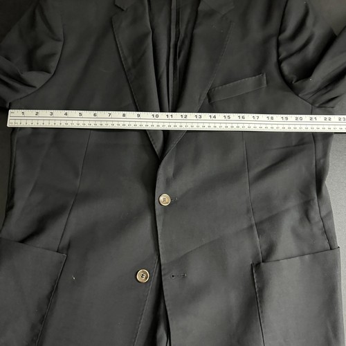 Saks Fifth Avenue Blazer Sport Coat 48L Mens Solid Black Slim Fit Wool - Picture 9 of 15