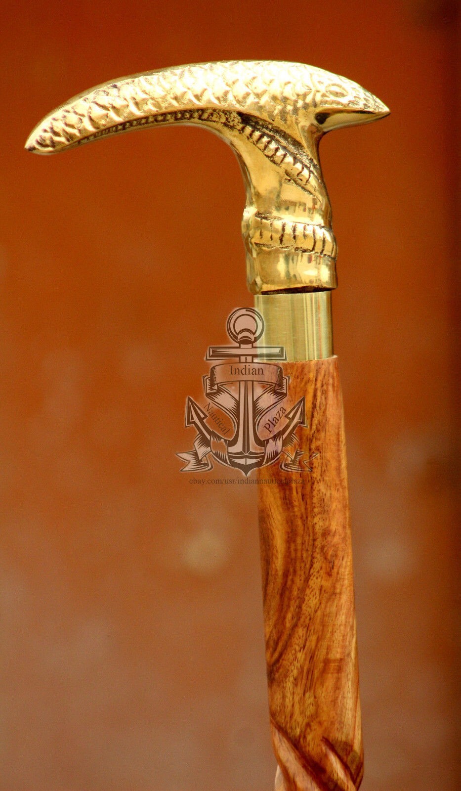 Nautical Solid Brass Golden Fish Head Handle Spir… - image 4