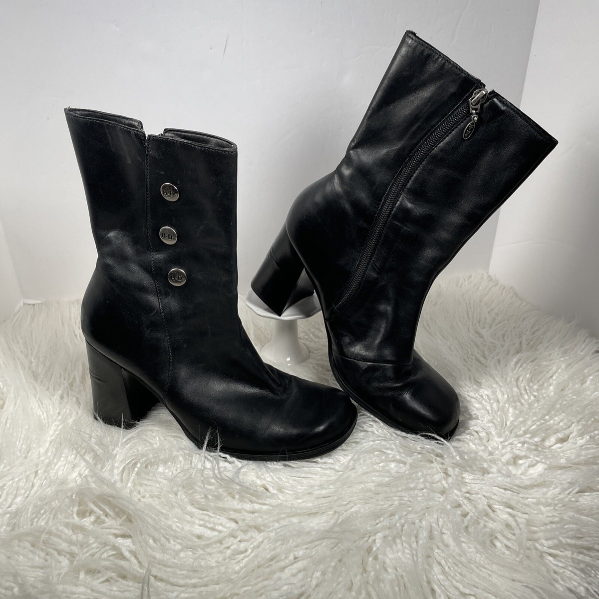 Harley-Davidson Black Leather Ankle Boots Harley Davidson Black Leather Studded Stiletto Boots main image 3