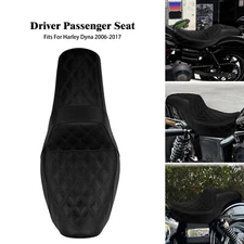 Black Driver Passenger Gel Seat For Harley 06-2017 Dyna Low Rider Street Fat Bob