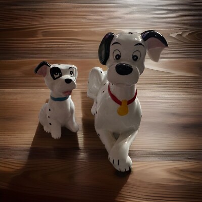Disney 101 Dalmations Ceramic Figurines Pongo and Patch, Vintage