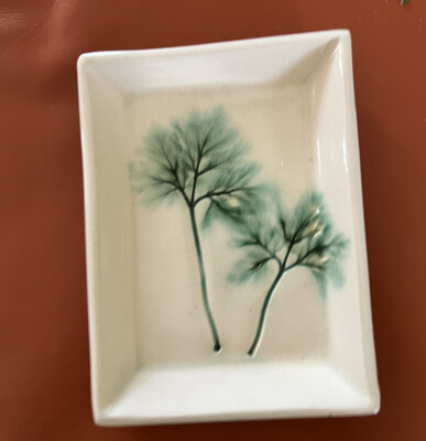 Studio Pottery Trinket Dish Signed By Artist Seattle Washington , Leaf / Tree