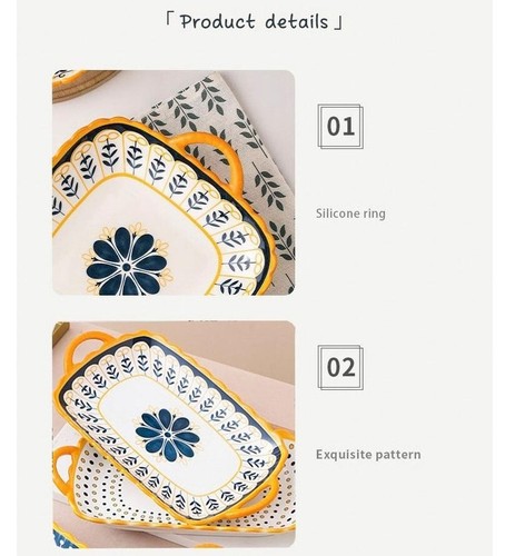 Keyiyijia Double Handle Rectangular Plate 2pcs Special A Set Tableware Tray - Picture 6 of 8