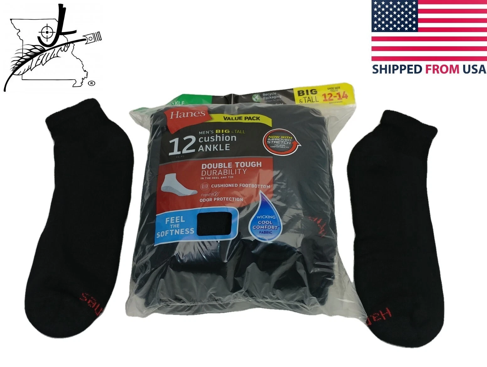 Hanes Big & Tall Size 12-14 Black Ankle Cushion Socks 12 Pairs Men's Reinforced
Opens in a new windo