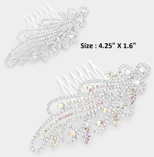 Crystal Rhinestone Bobble Hair Comb Wedding Bridal Cocktail Leaf Bar Branch