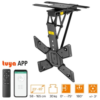 MyWall TV-Deckenhalterung HL46M 23-65'' mit Funk- und App-Fernbedienung Schwarz