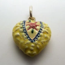 Sterling Silver PUFFY HEART Charm for Bracelet ENAMEL Choose Color VICTORIAN